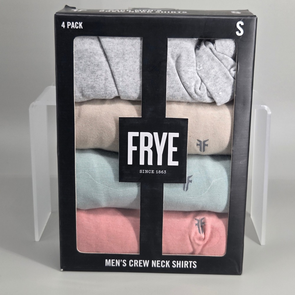 Frye Crew Neck Shirts Mens Small 4 Pack Multi Color Cotton‎ Blend FR32633AS-MU